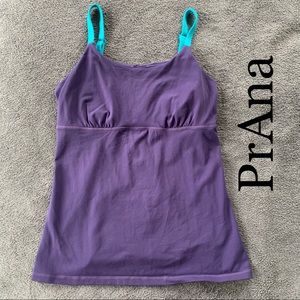 PrAna Purple Teal Criss Cross Yoga Tank L
